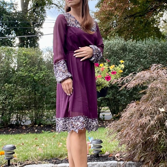 Purple Burgundy Fall Dress - Picture 2 of 16